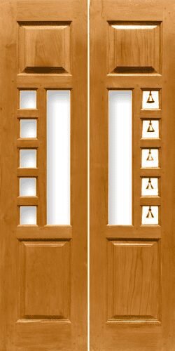 Checkered glass-panelled wooden door design