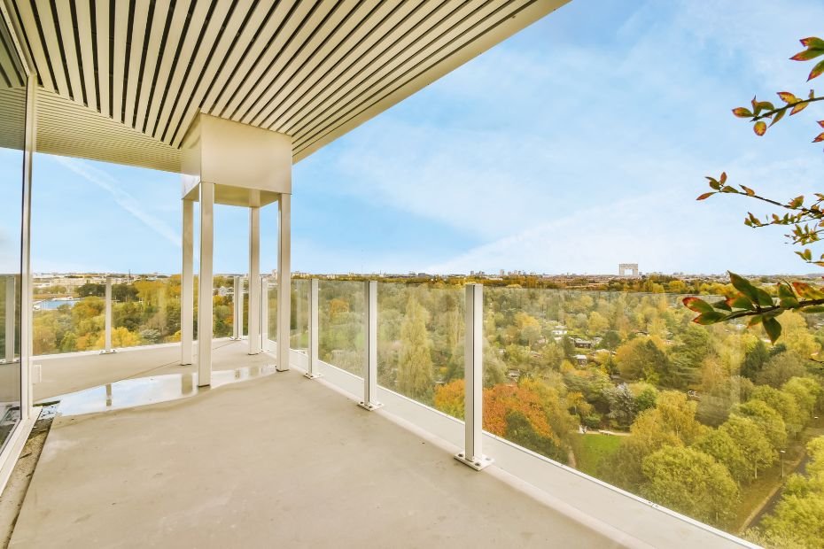Steel with glass Balcony railing design