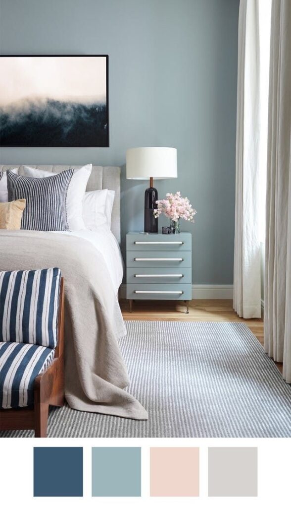 Blue colour combination for bedroom