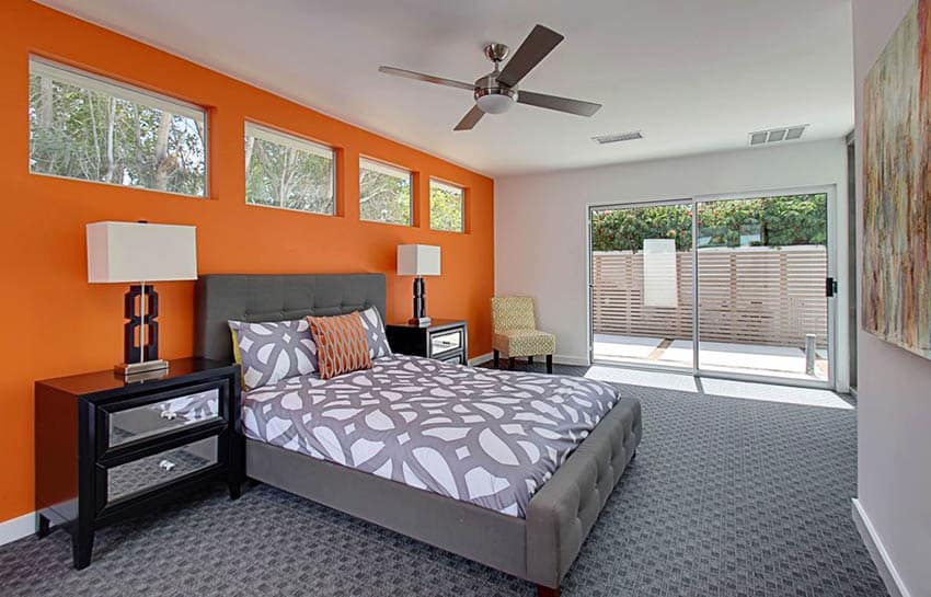 Bright Orange as two colour combination for bedroom walls