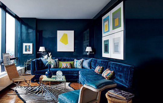 Deep Blue and Neutrals for bedroom walls