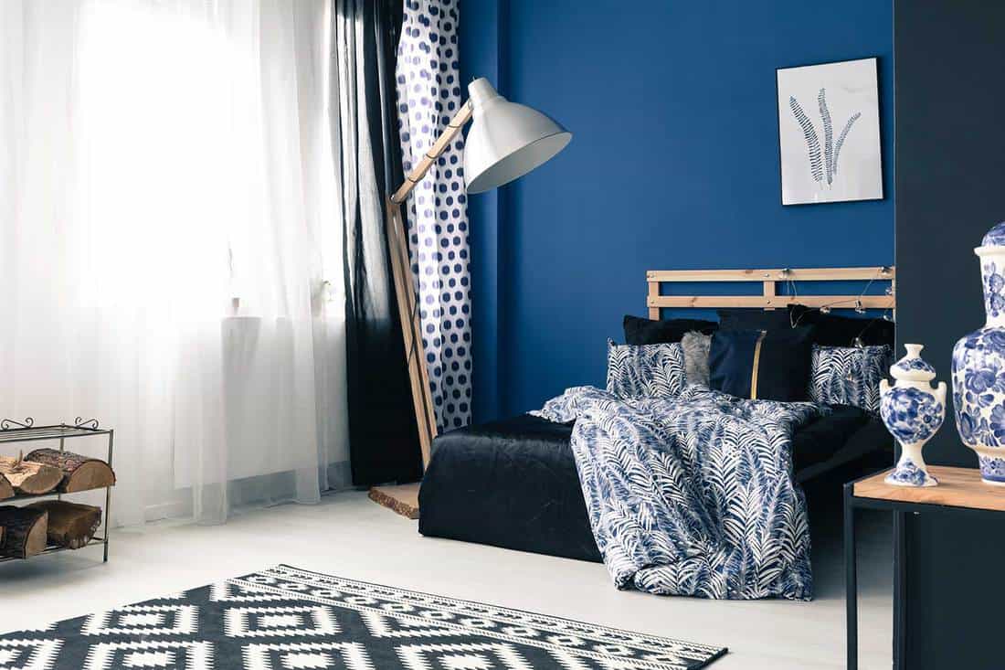 Deep Blue two colour combination for bedroom walls