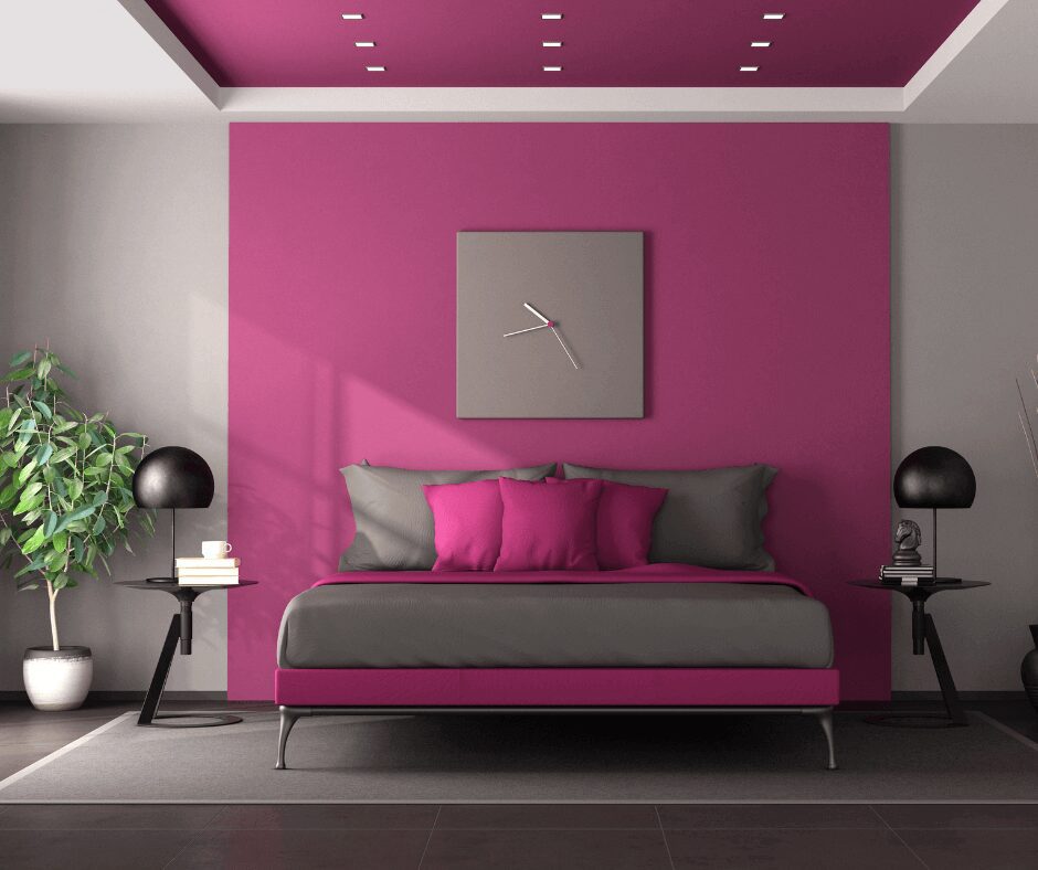 Grey and Pink Two Colour Combination For Bedroom