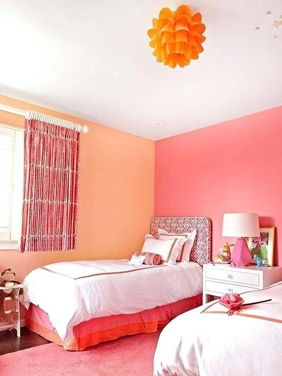 Orange two colour combination for bedroom wall