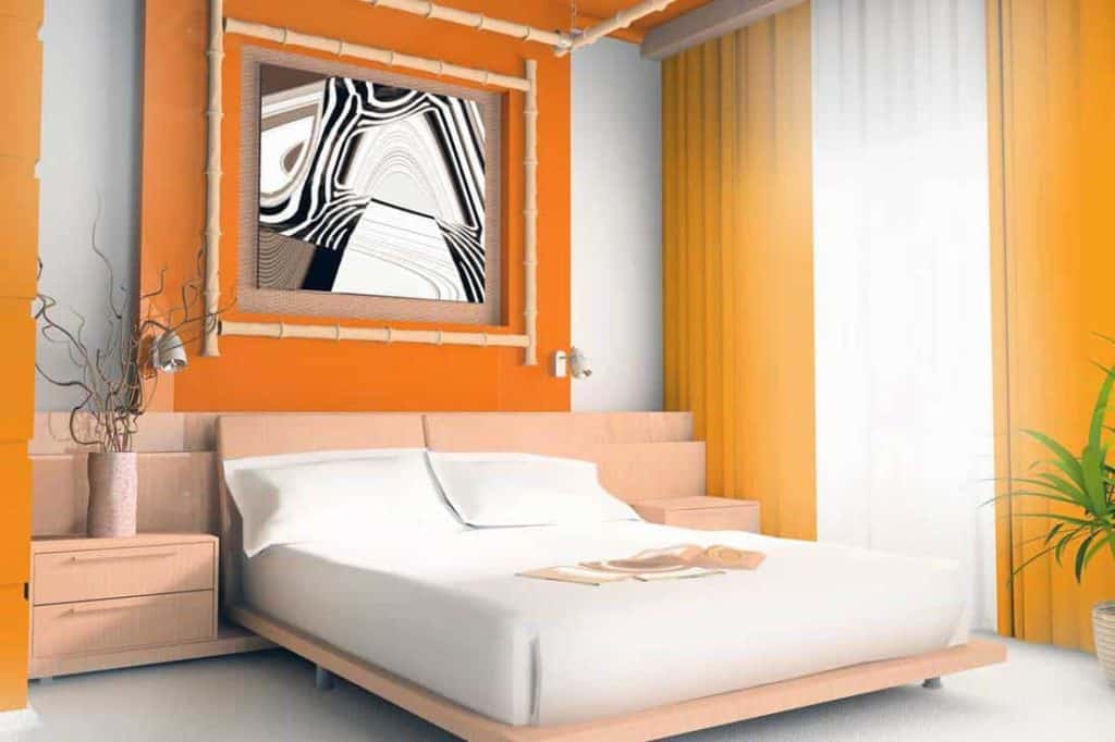 Orange two colour combination for bedroom wall