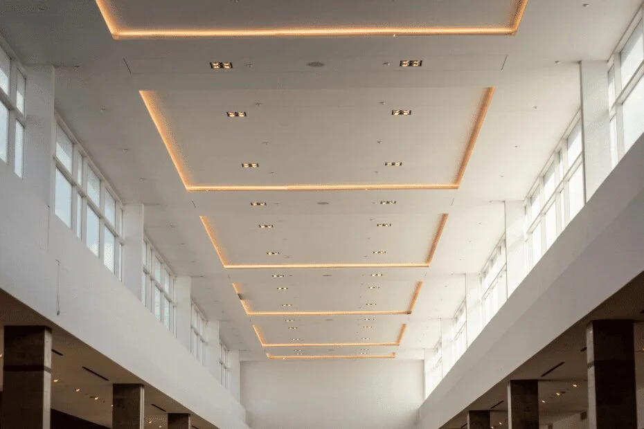 POP false ceiling designs for hall with yellow lights