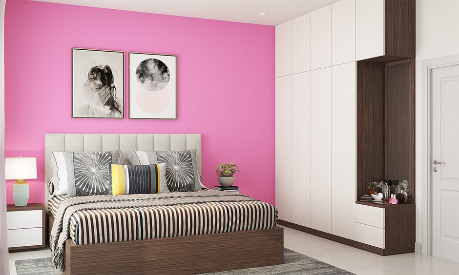 Pink Two Colour Combination For Bedroom Walls