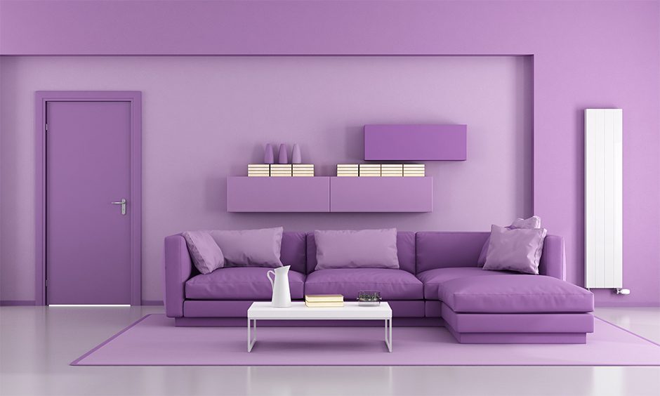 Purple and light purple two colour combination for bedroom walls