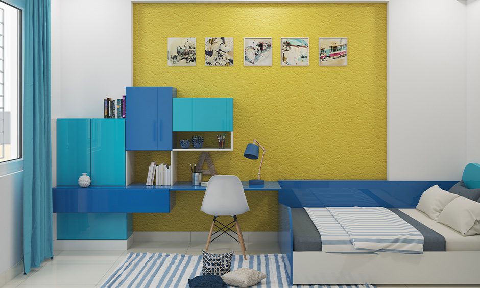 Yellow and Blue colour combinations for bedroom wall