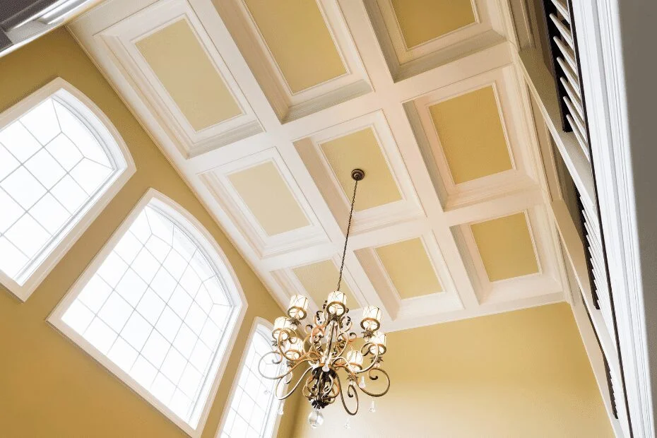 coffer pattern POP ceiling design for hall