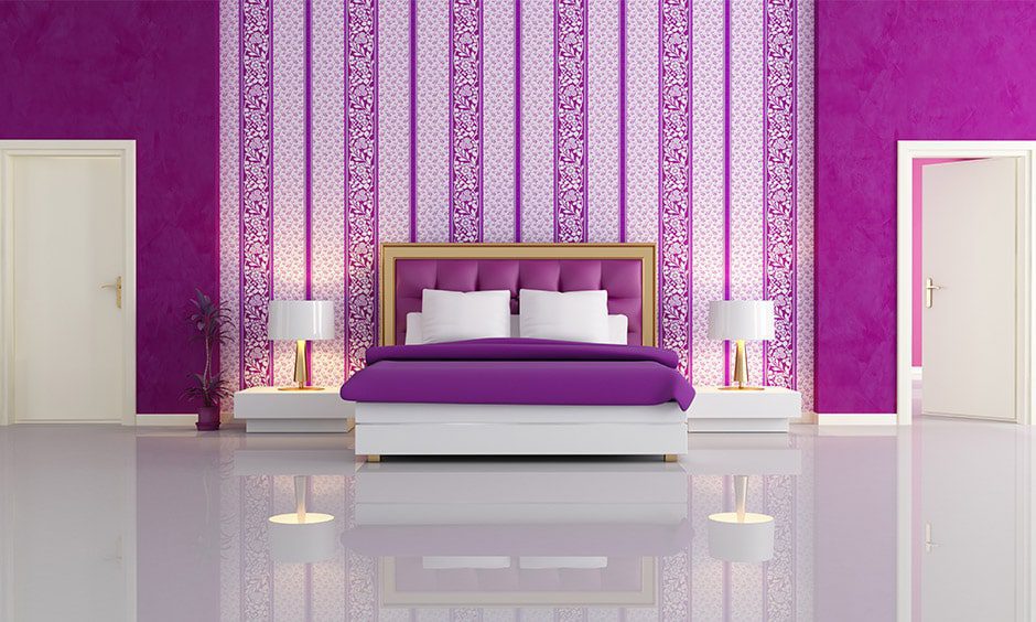 Purple and light purple two colour combination for bedroom walls