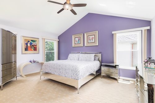 purple two colour combination for bedroom walls