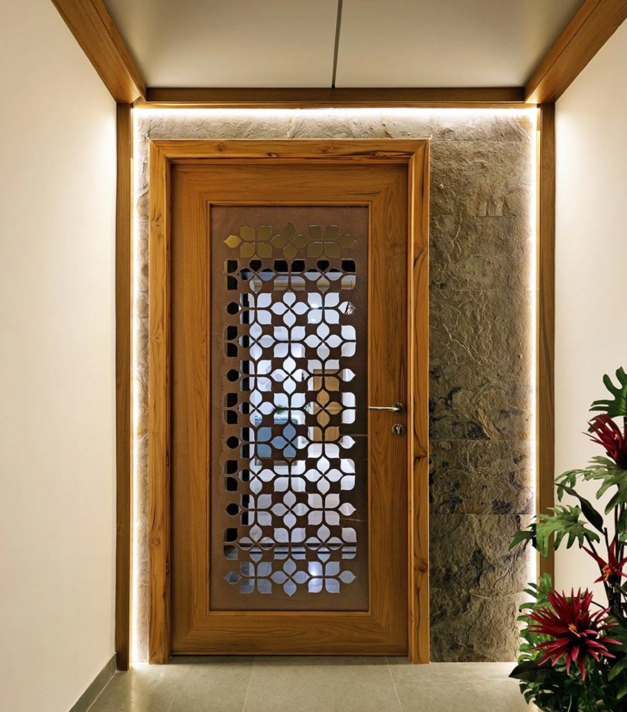 Latest & Modern wooden Jali door designs with photos 33 Simple jali door design