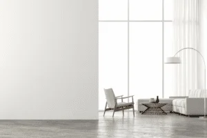 Crisp White wall for Grey floor