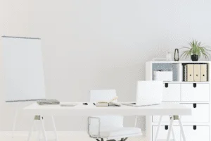 Crisp White wall for Grey floor