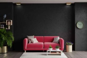 Rich Burgundy wall color for grey flooring 2