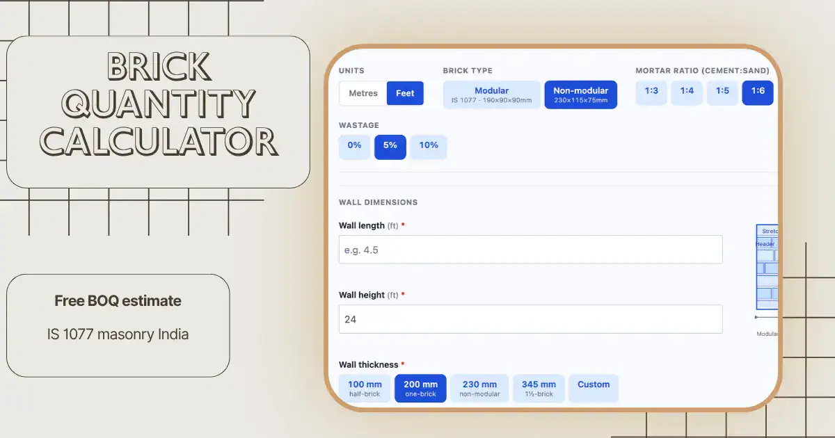 Brick Calculator India — Free Wall Quantity Estimator | Speak Arch