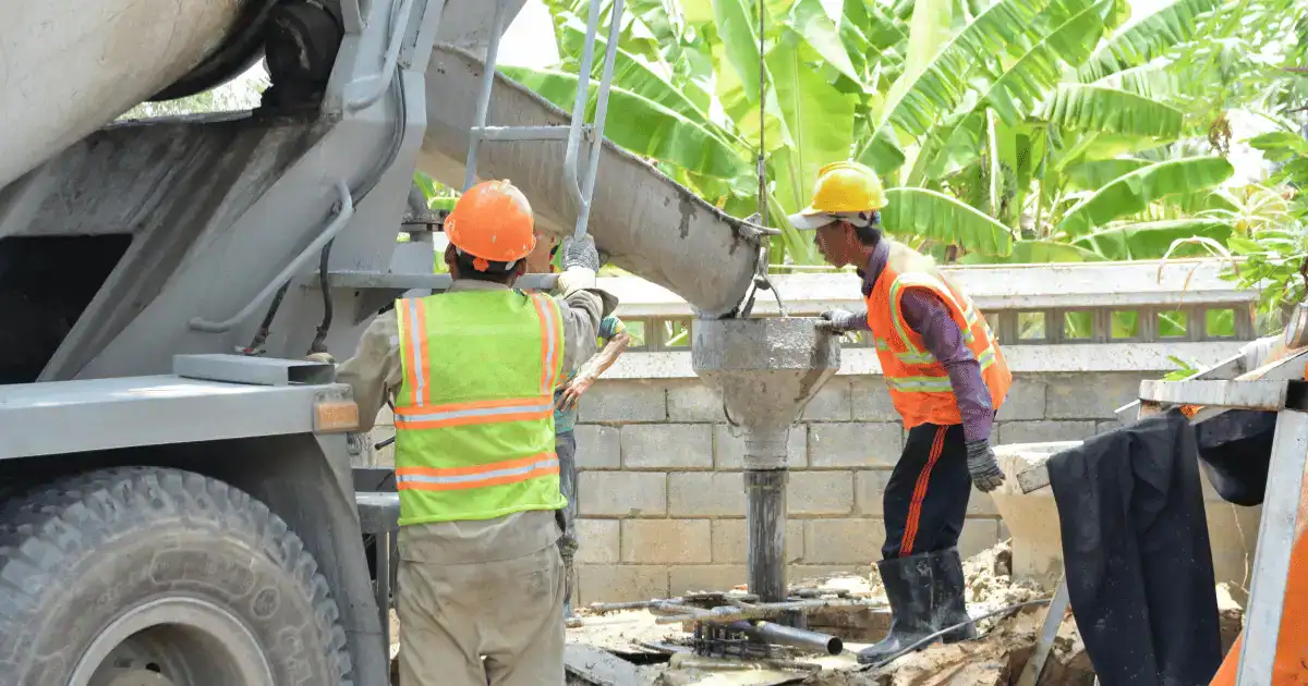 Ready-Mix Concrete: A Detailed Guide 6 Pouring ready-mixed concrete from mixing mobile the concrete mixer